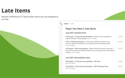 Integration with Microsoft Teams by FloQast for Microsoft 365 — screenshot