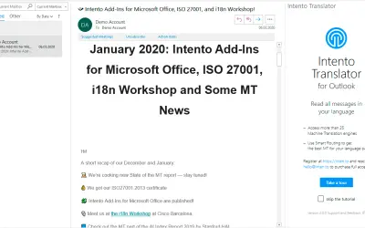 Intento Translator for Outlook for Microsoft 365 — screenshot