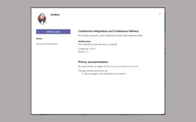 Jenkins for Microsoft 365 — screenshot