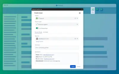 Jira for Outlook for Microsoft 365 — screenshot