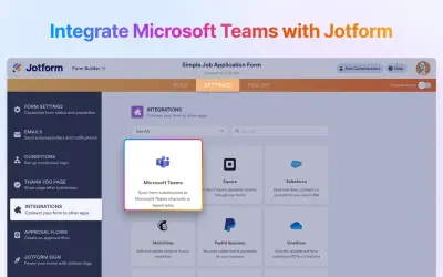 Jotform Online Form Builder for Teams for Microsoft 365 — screenshot