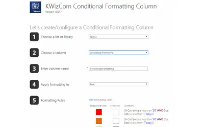 KWizCom Conditional Formatting Column for Microsoft 365 — screenshot