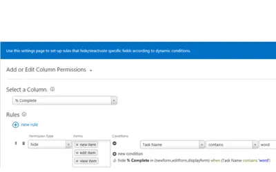 KWizCom Dynamic Column Permissions for Microsoft 365 — screenshot