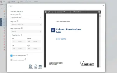 KWizCom Print for Microsoft 365 — screenshot
