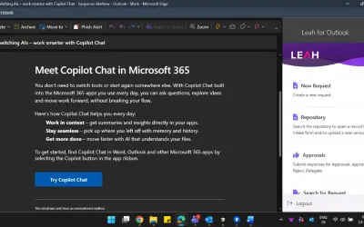 Leah for Outlook for Microsoft 365 — screenshot