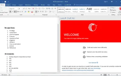 Lexis® Draft AU for Microsoft 365 — screenshot