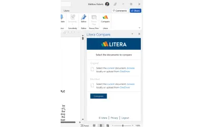 Litera Compare for Microsoft 365 — screenshot