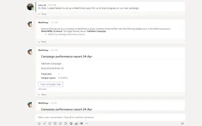MailChimp for Microsoft 365 — screenshot