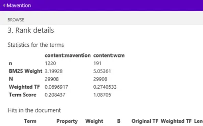 Mavention Explain Rank for Microsoft 365 — screenshot