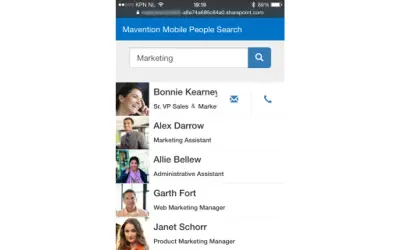 Mavention Mobile People Search for Microsoft 365 — screenshot