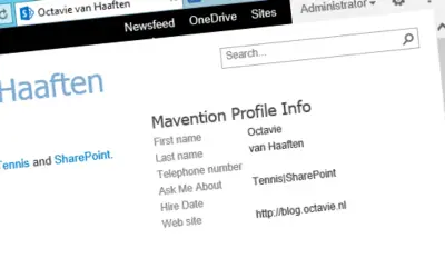 Mavention Profile Info for Microsoft 365 — screenshot