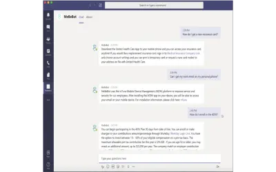 MeBeBot® One - AI Platform and AI Chatbot for Compliant Employee Support for Microsoft 365 — screenshot