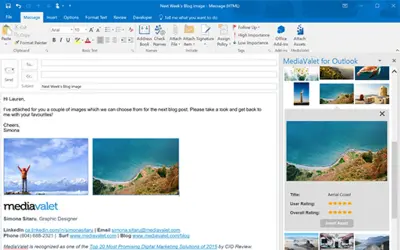 MediaValet Library for Outlook for Microsoft 365 — screenshot