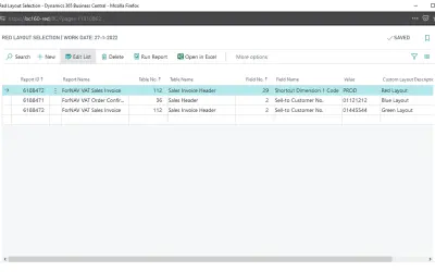 Multiple Report Layout Selector for Microsoft 365 — screenshot