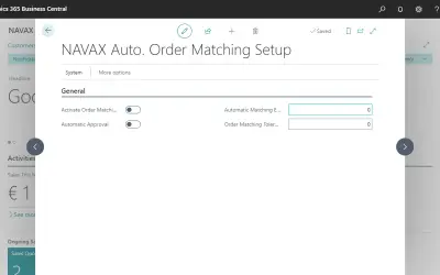 NAVAX Automatic Order Matching for Microsoft 365 — screenshot