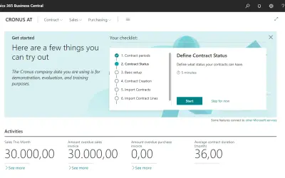 NAVAX Recurring Contracts for Microsoft 365 — screenshot