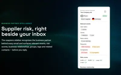 osapiens for Outlook Add-in for Microsoft 365 — screenshot