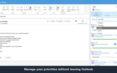 Perfony for Outlook - manage your tasks easily! for Microsoft 365 — screenshot