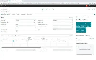 Purchase Request Module for Microsoft 365 — screenshot