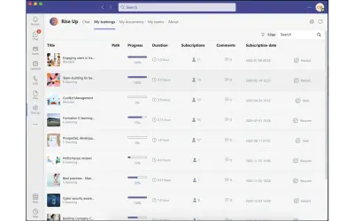 Rise Up for Microsoft Teams for Microsoft 365 — screenshot