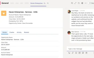 Salesforce for Microsoft Teams for Microsoft 365 — screenshot