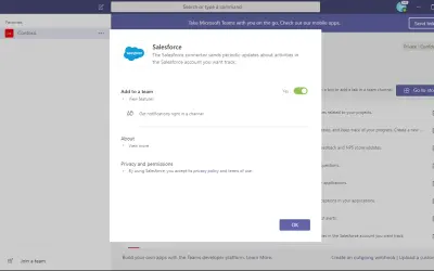 Salesforce (Legacy) for Microsoft 365 — screenshot