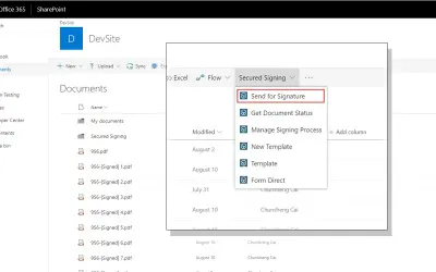Secured Signing for SharePoint Online for Microsoft 365 — screenshot