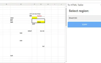 Selection to HTML for Microsoft 365 — screenshot