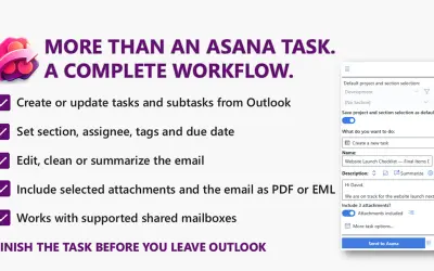 Send to Asana for Microsoft 365 — screenshot