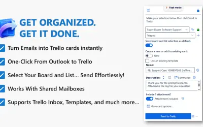Send to Trello for Microsoft 365 — screenshot