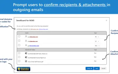 SendGuard for Outlook (Microsoft 365) for Microsoft 365 — screenshot