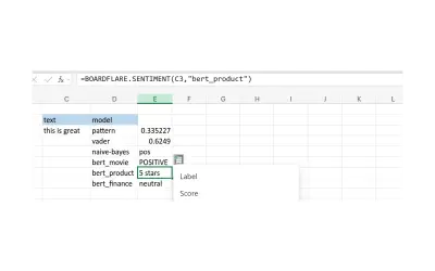 Sentiment Analysis for Excel for Microsoft 365 — screenshot
