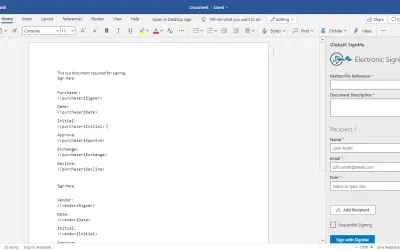 SignMe for Microsoft 365 — screenshot