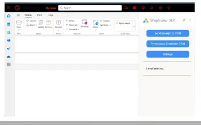 Simpleview CRM Integration for Outlook for Microsoft 365 — screenshot