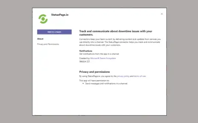 StatusPage.io for Microsoft 365 — screenshot