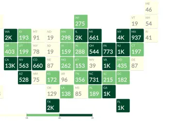 Supermetrics Charts – Tile grid map for Microsoft 365 — screenshot