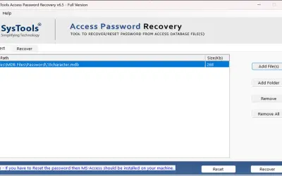 SysTools Access Password Recovery for Microsoft 365 — screenshot