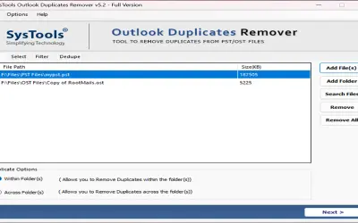 SysTools Duplicates Remover For Outlook for Microsoft 365 — screenshot