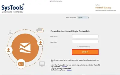 SysTools Hotmail Backup for Microsoft 365 — screenshot