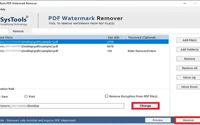 SysTools PDF Watermark Remover for Microsoft 365 — screenshot