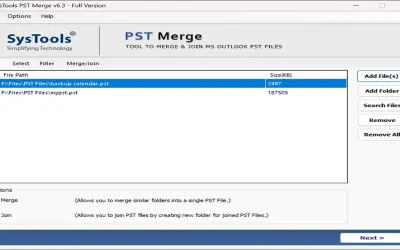 SysTools PST Merge for Microsoft 365 — screenshot
