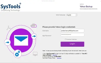 SysTools Yahoo Backup for Microsoft 365 — screenshot