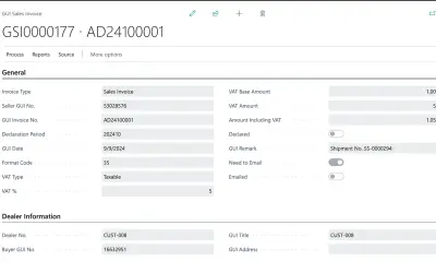Taiwan Government Uniform Invoice (GUI) for Microsoft 365 — screenshot