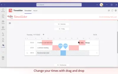 Timeslider - Time tracking for Microsoft 365 — screenshot