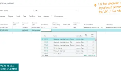 VAT Rate per Dimension for Microsoft 365 — screenshot