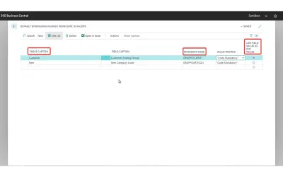 Wizard Default Dimensions for Microsoft 365 — screenshot