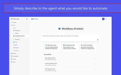 Workflows (Frontier) for Microsoft 365 — screenshot