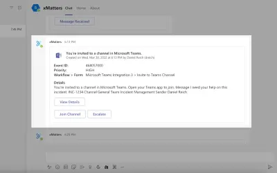 xMatters for Microsoft 365 — screenshot