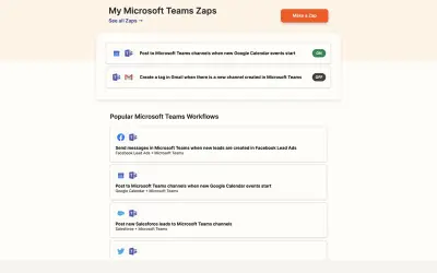 Zapier for Microsoft 365 — screenshot