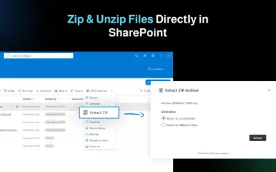 Zip & Unzip for SharePoint for Microsoft 365 — screenshot